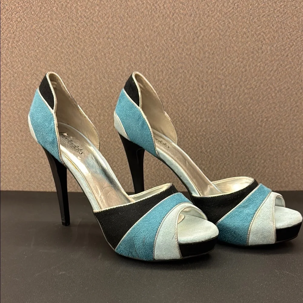 Frederick's of Hollywood Blue and Black Elegant Heels